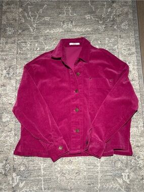 Magenta Corduroy Boxy Fit Jacket